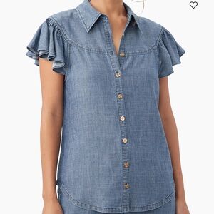 Trina Turk Bali Hai Flutter-Sleeve Top